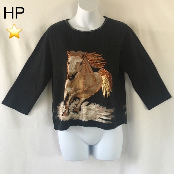 RaRE ViNtAgE WilD h0rSes seQuinEd shiRt - Picture 6 of 11